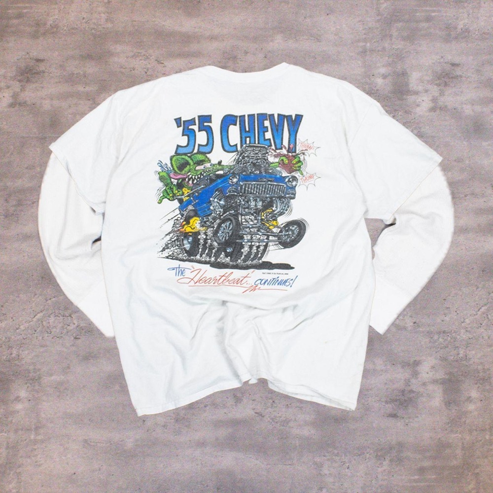 Rat Fink Chevy 88 White Trashed T-Shirt